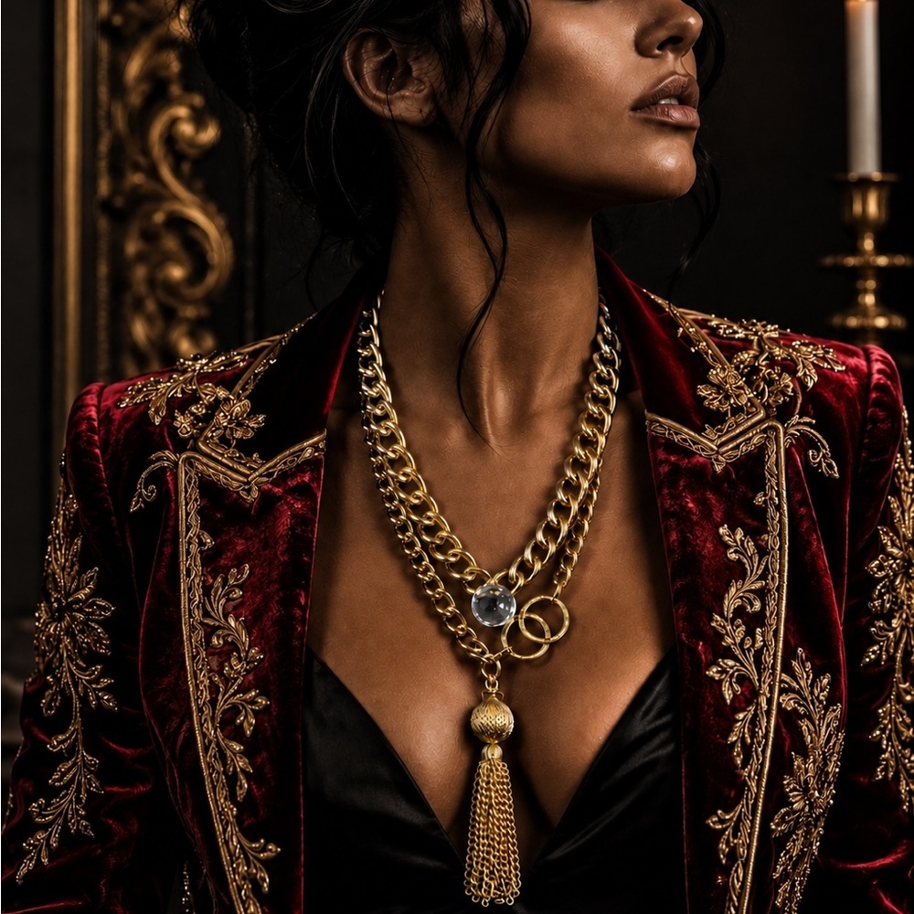 RUBYRUDI Artisan Luxury Gold Tone Layered Chain Necklace - Necklace UP CYCLED
